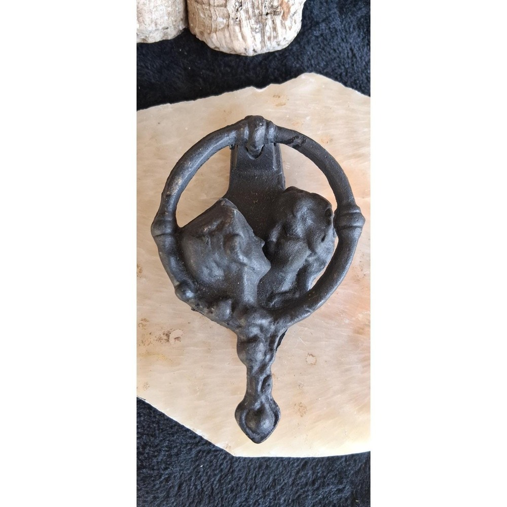 Antique Art Nouveau Cast Iron Door Knocker- Lovers Kissing Faces -